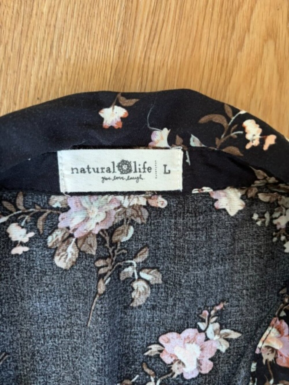 Natural Life Black Floral Wide Leg Cropped Short Sleeve Jumpsuit Large - Picture 3 of 8